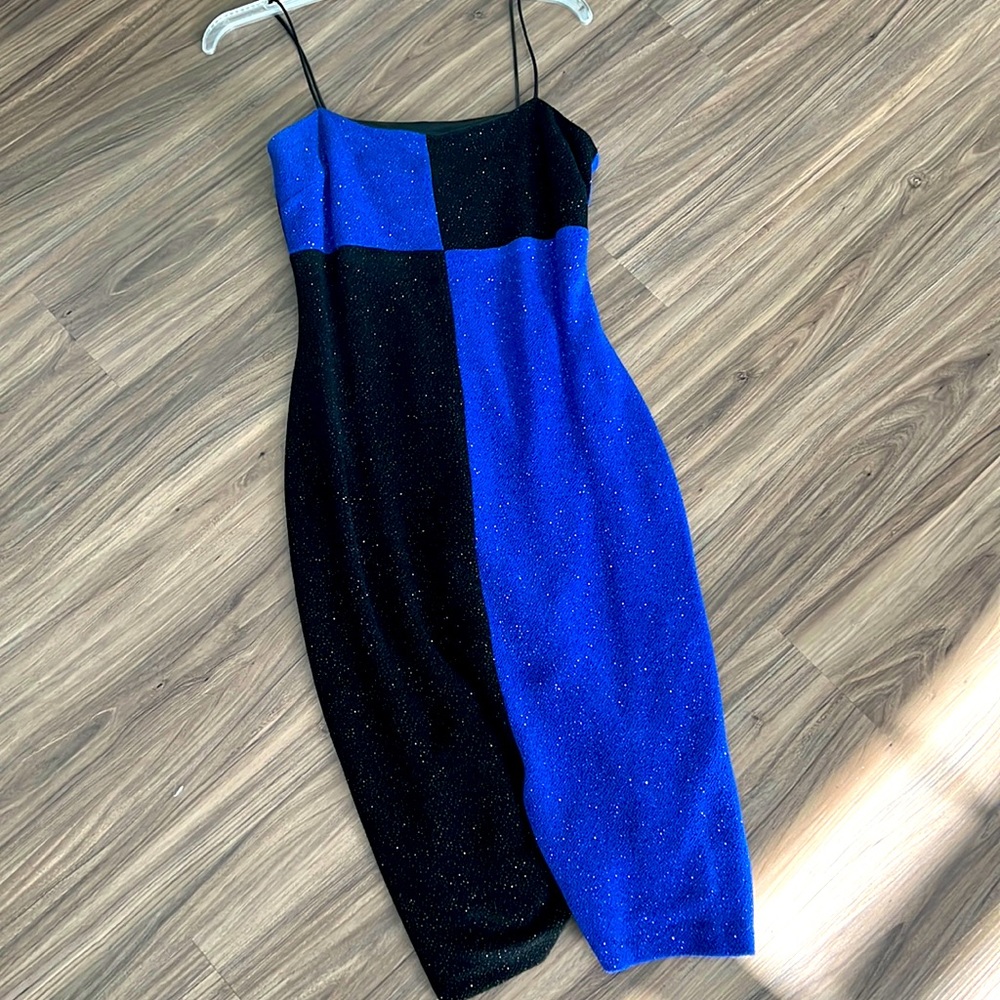 Black and blue evening dress